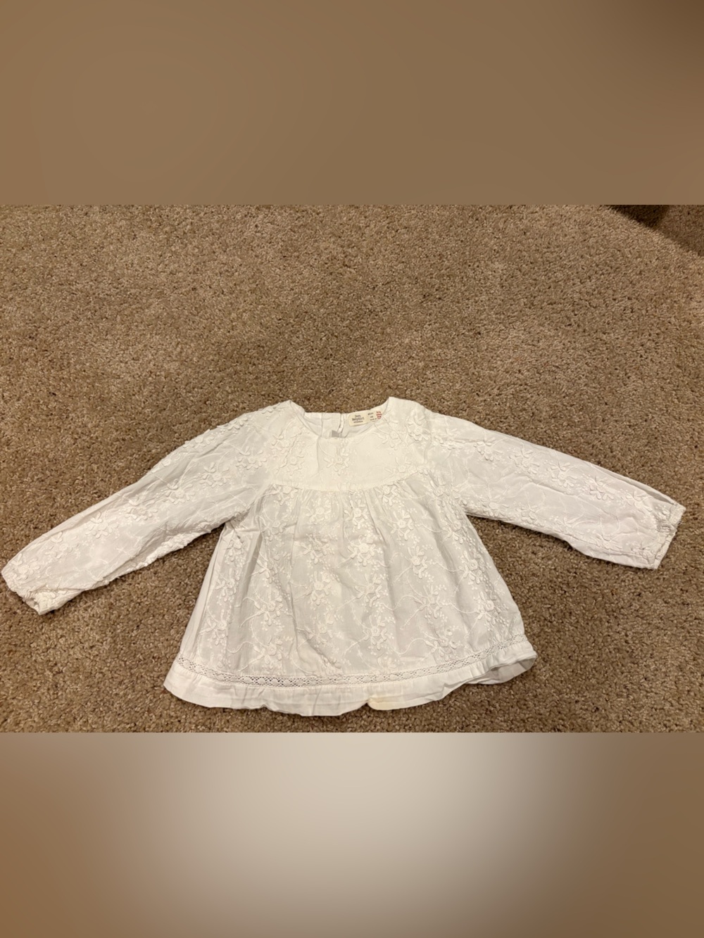Zara White Lace Long Sleeve Girls Blouse